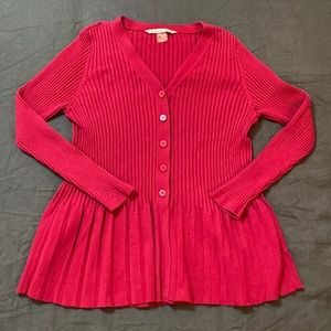 Pleated Peplum Flare Plum Cardigan Large